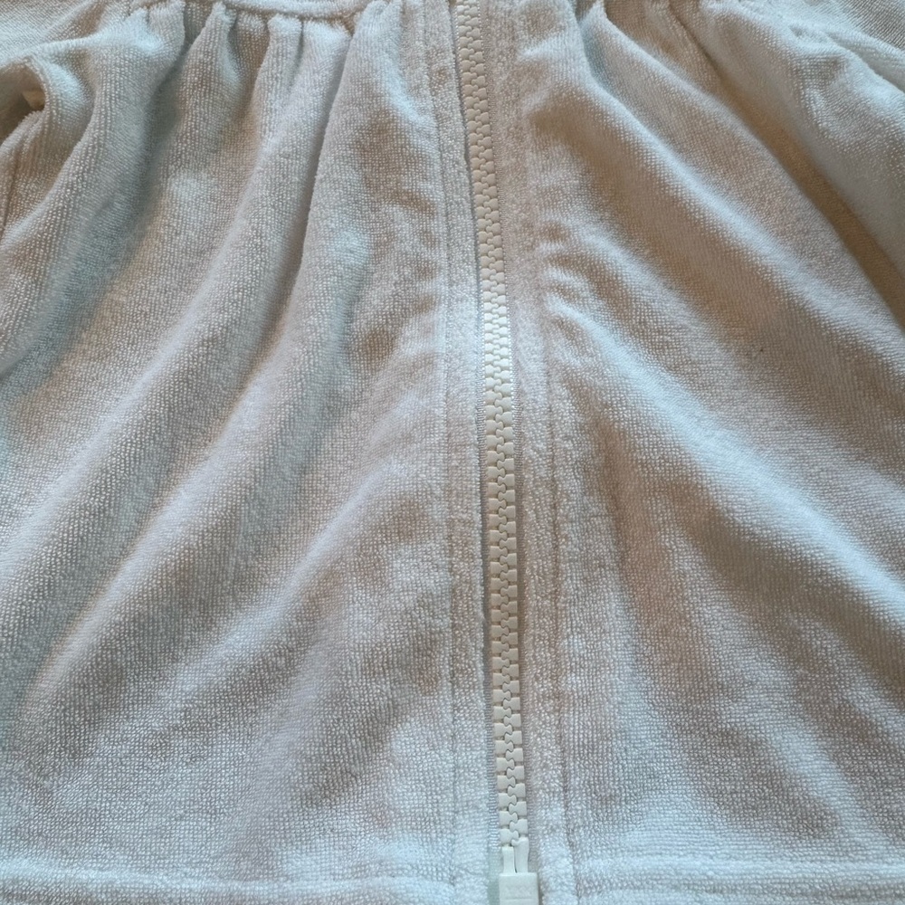 Old Navy Baby Girl swim coverup White Hooded Zip-Up Jacket Size 0-3 Months - Picture 4 of 6